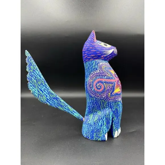 Mexican Oaxaca Folk Art Wood Carved Painted Animal Igor Garcia Alebrije Felidae - Picture 7 of 9